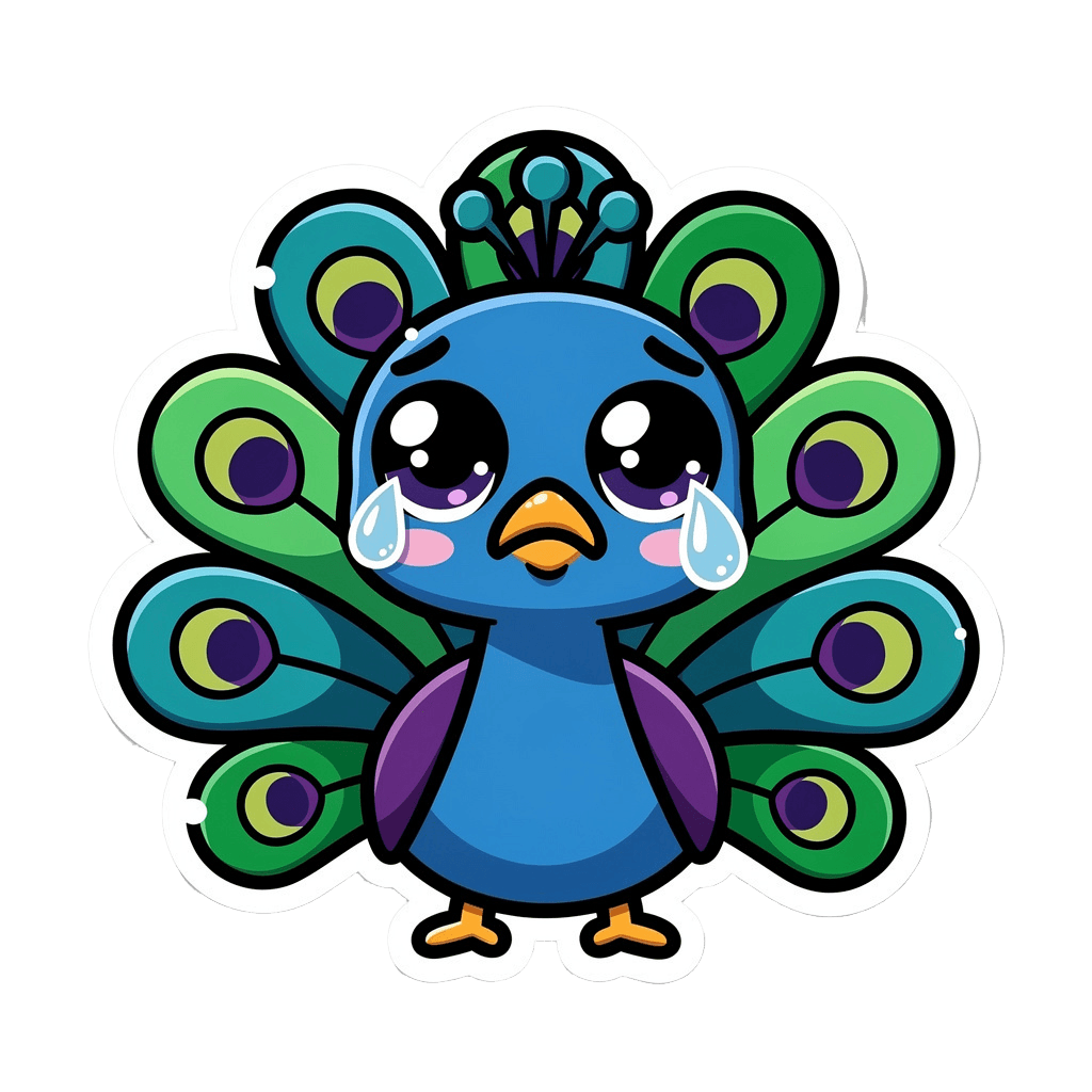 Peacock — sad Peacock Twitch emote — sad, Sticker style