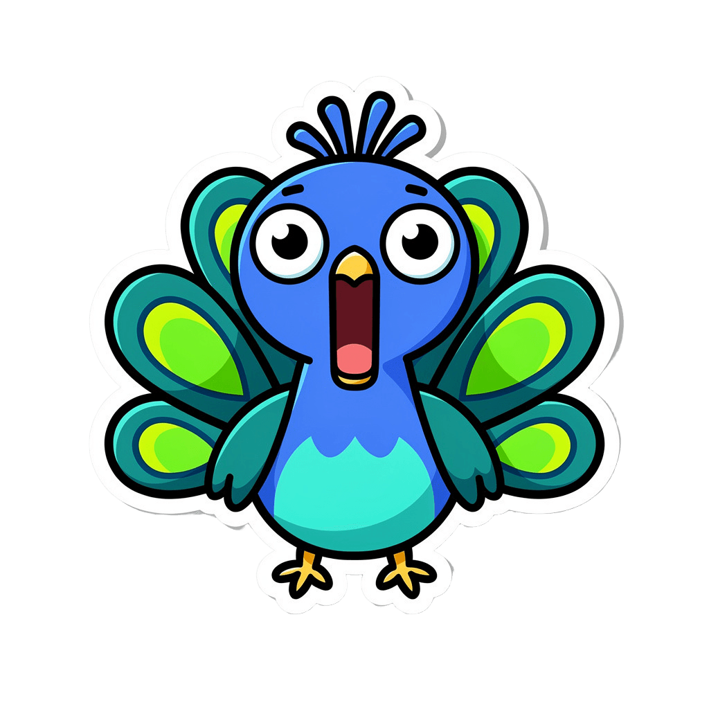Peacock — surprised Peacock Twitch emote — surprised, Sticker style