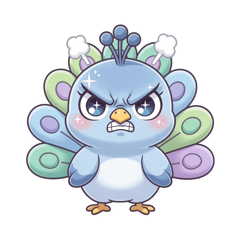 Peacock — angry Peacock Twitch emote — angry, Kawaii style