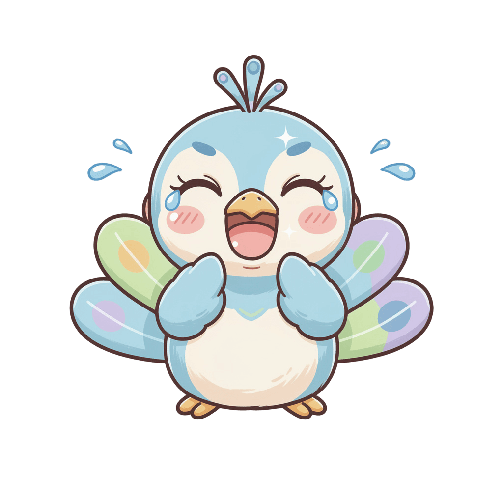 Peacock — laughing Peacock Twitch emote — laughing, Kawaii style