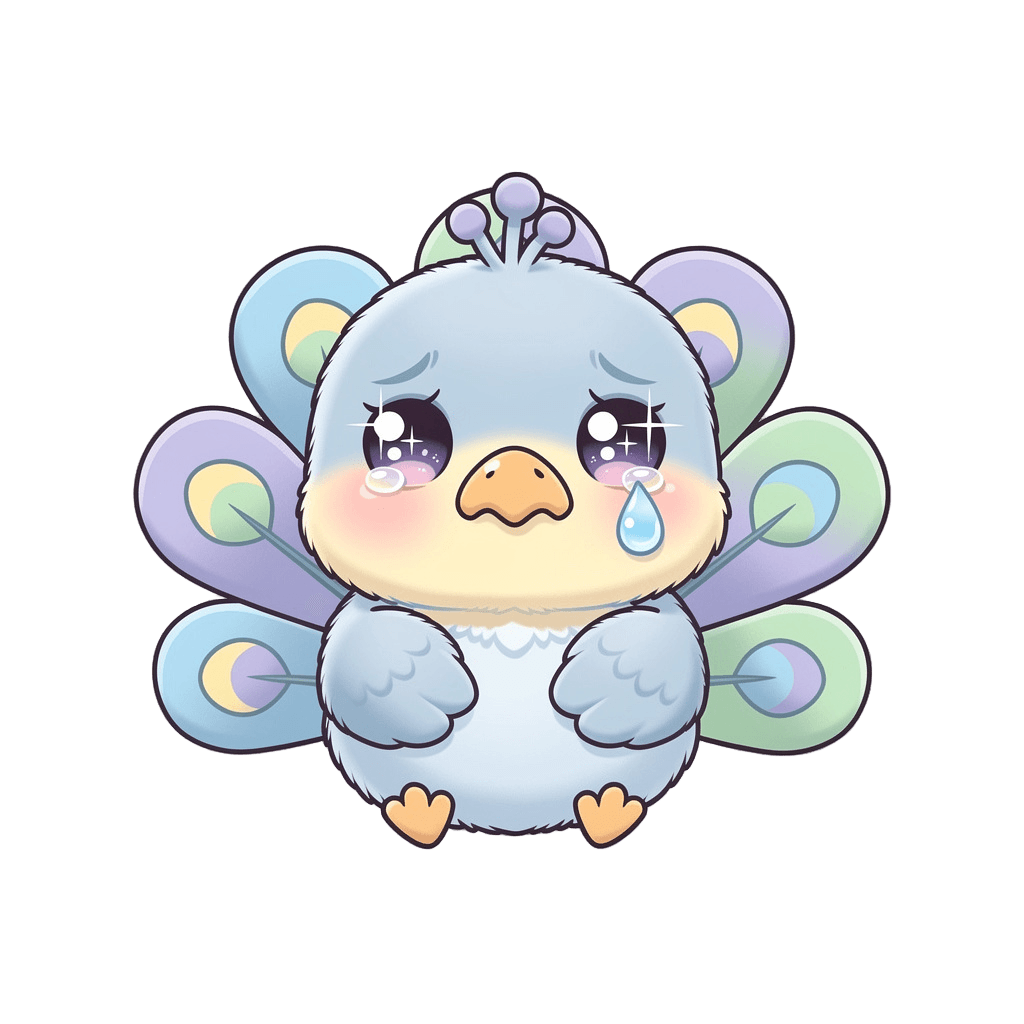 Peacock — sad Peacock Twitch emote — sad, Kawaii style