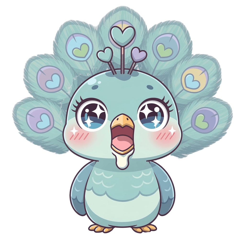 Peacock — surprised Peacock Twitch emote — surprised, Kawaii style