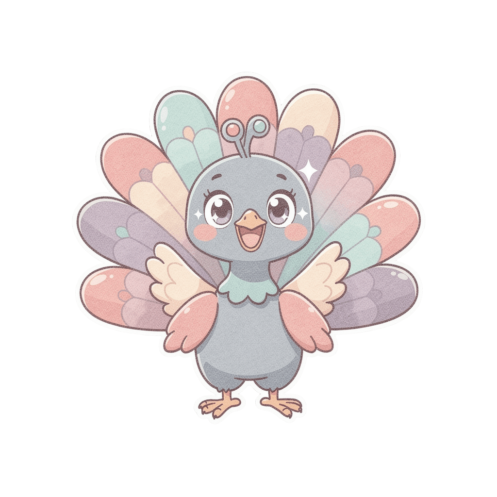 Peacock — happy Peacock Twitch emote — happy, Pastel style