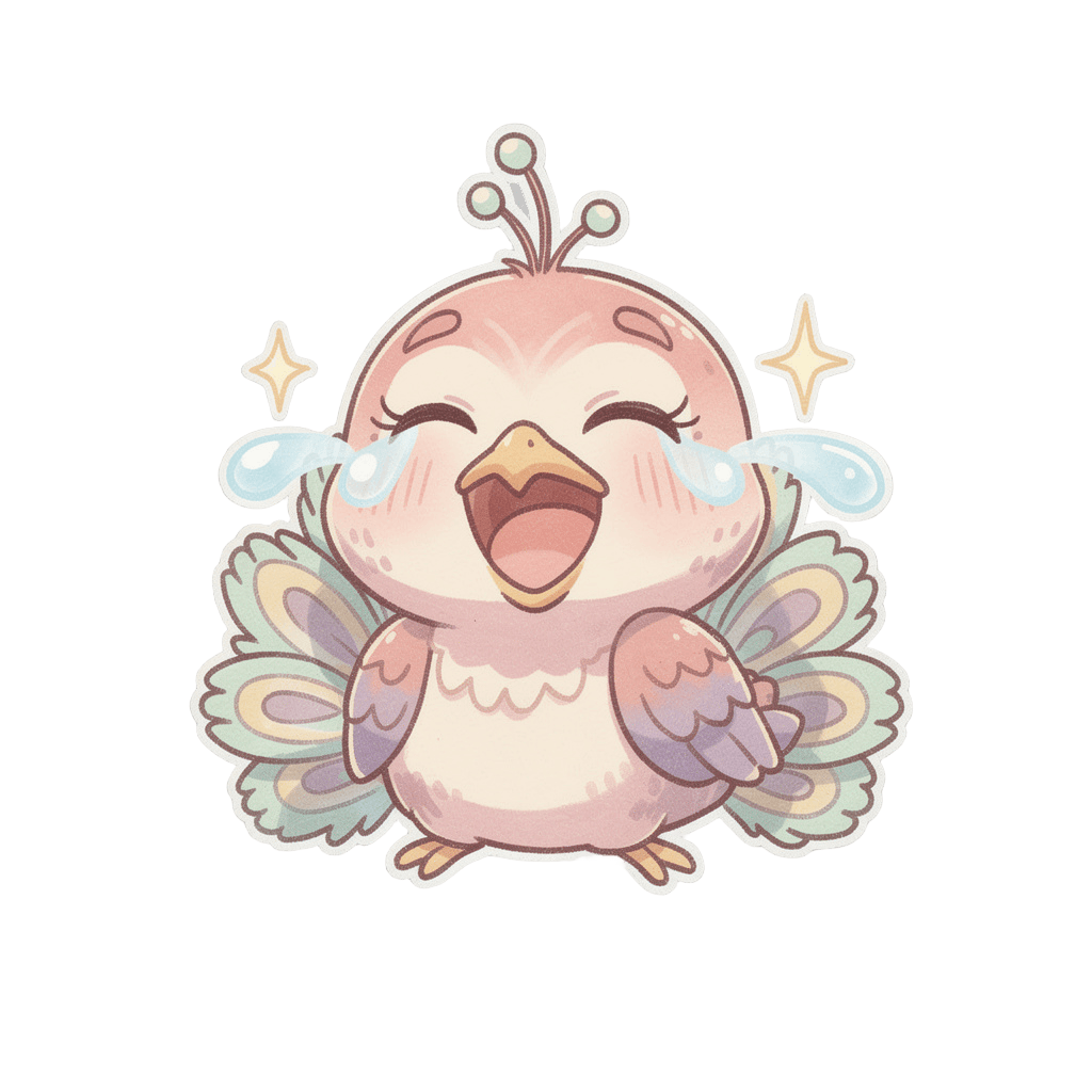 Peacock — laughing Peacock Twitch emote — laughing, Pastel style