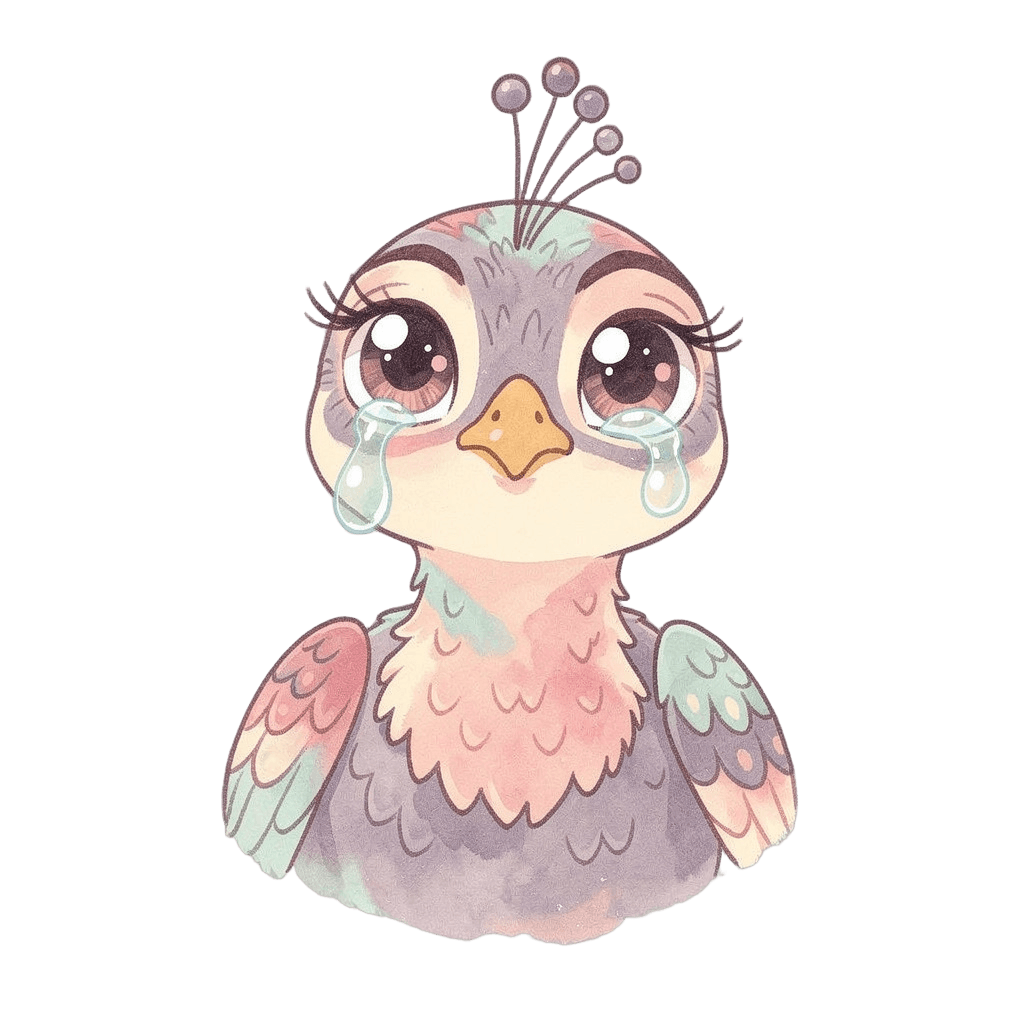 Peacock — sad Peacock Twitch emote — sad, Pastel style