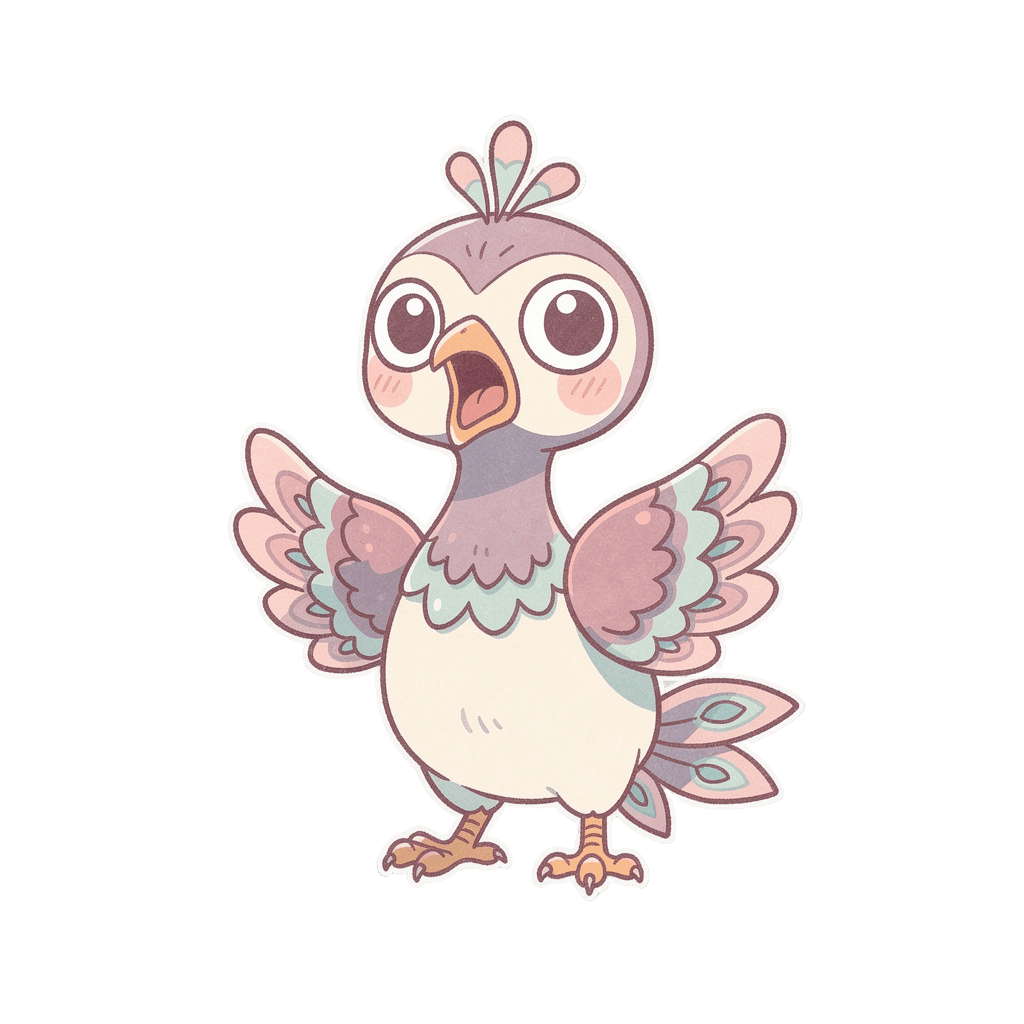 Peacock — surprised Peacock Twitch emote — surprised, Pastel style