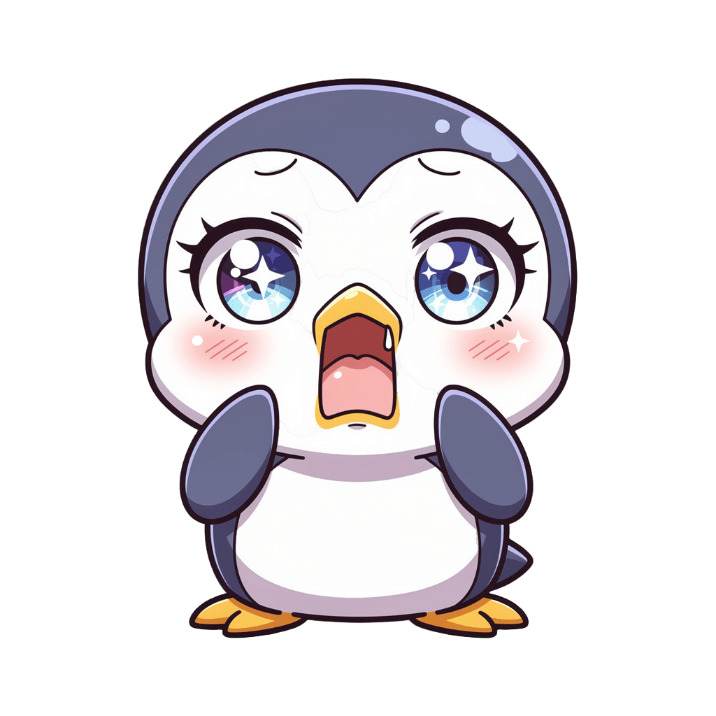 Penguin — surprised Penguin Twitch emote — surprised, Anime style