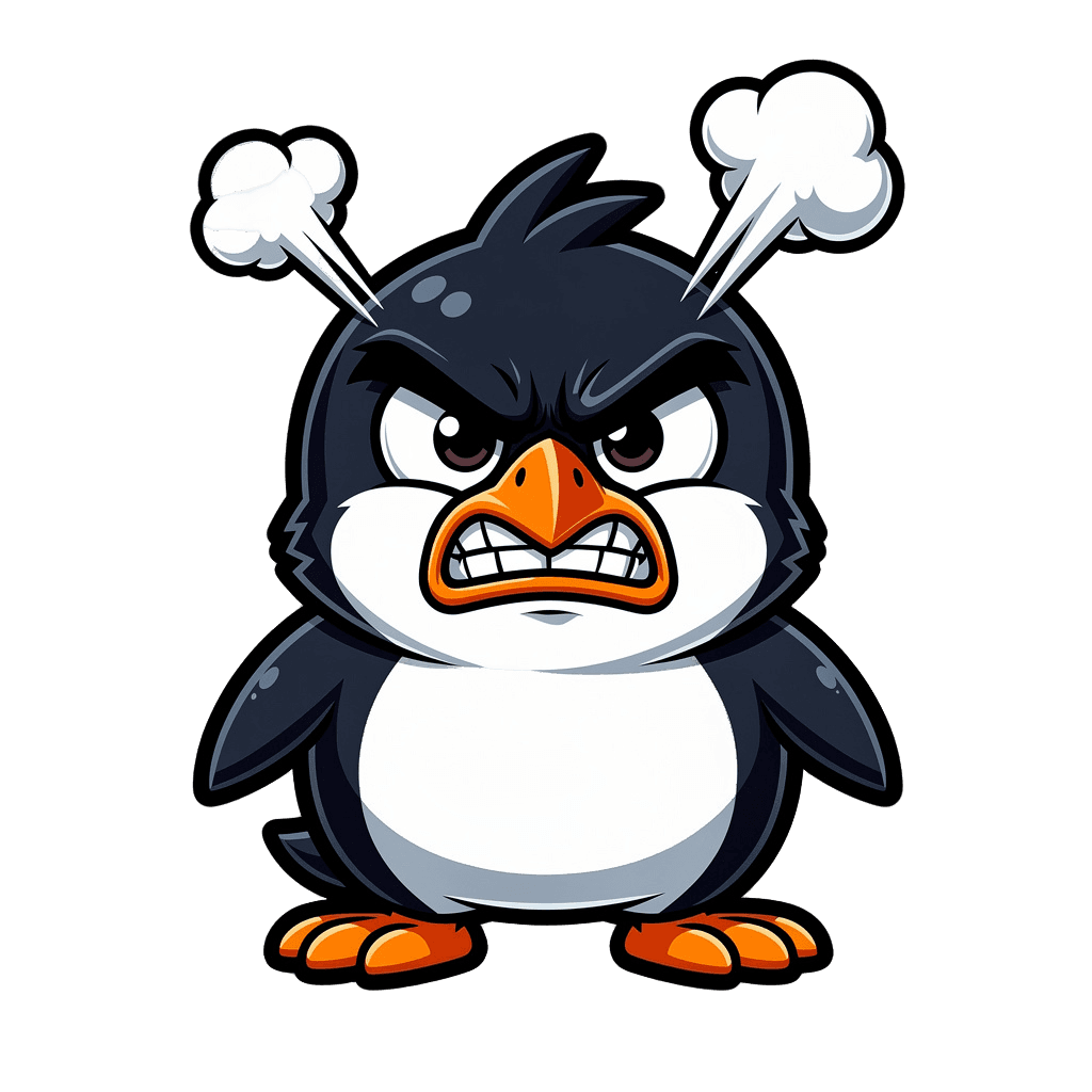 Penguin — angry Penguin Twitch emote — angry, Cartoon style