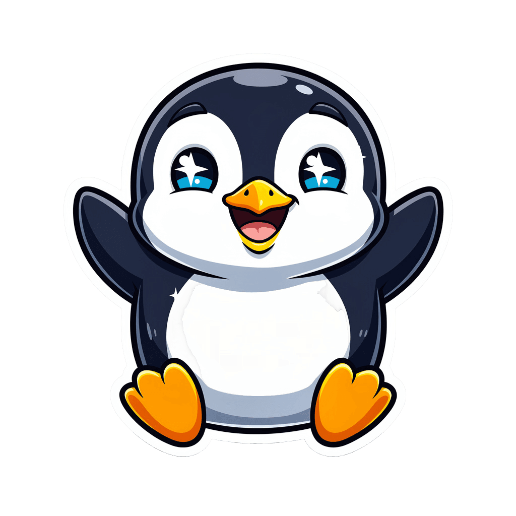 Penguin — happy Penguin Twitch emote — happy, Cartoon style