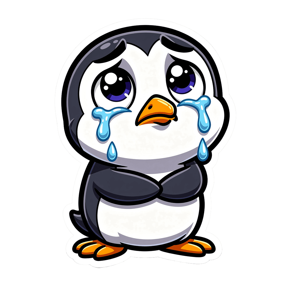 Penguin — sad Penguin Twitch emote — sad, Cartoon style