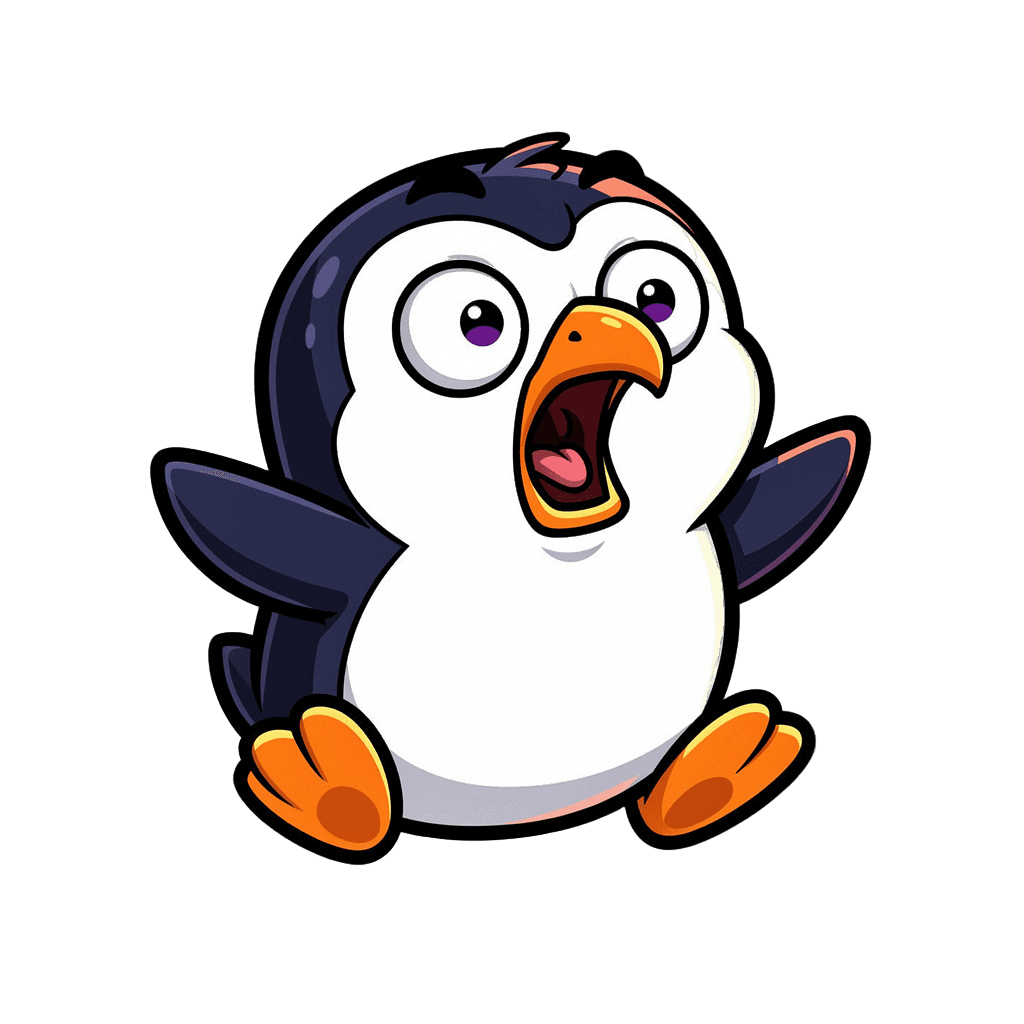 Penguin — surprised Penguin Twitch emote — surprised, Cartoon style