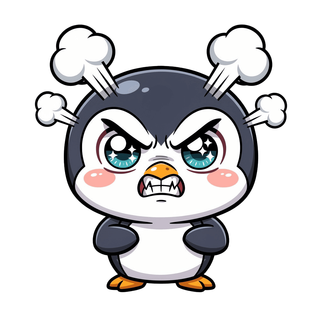 Penguin — angry Penguin Twitch emote — angry, Chibi style