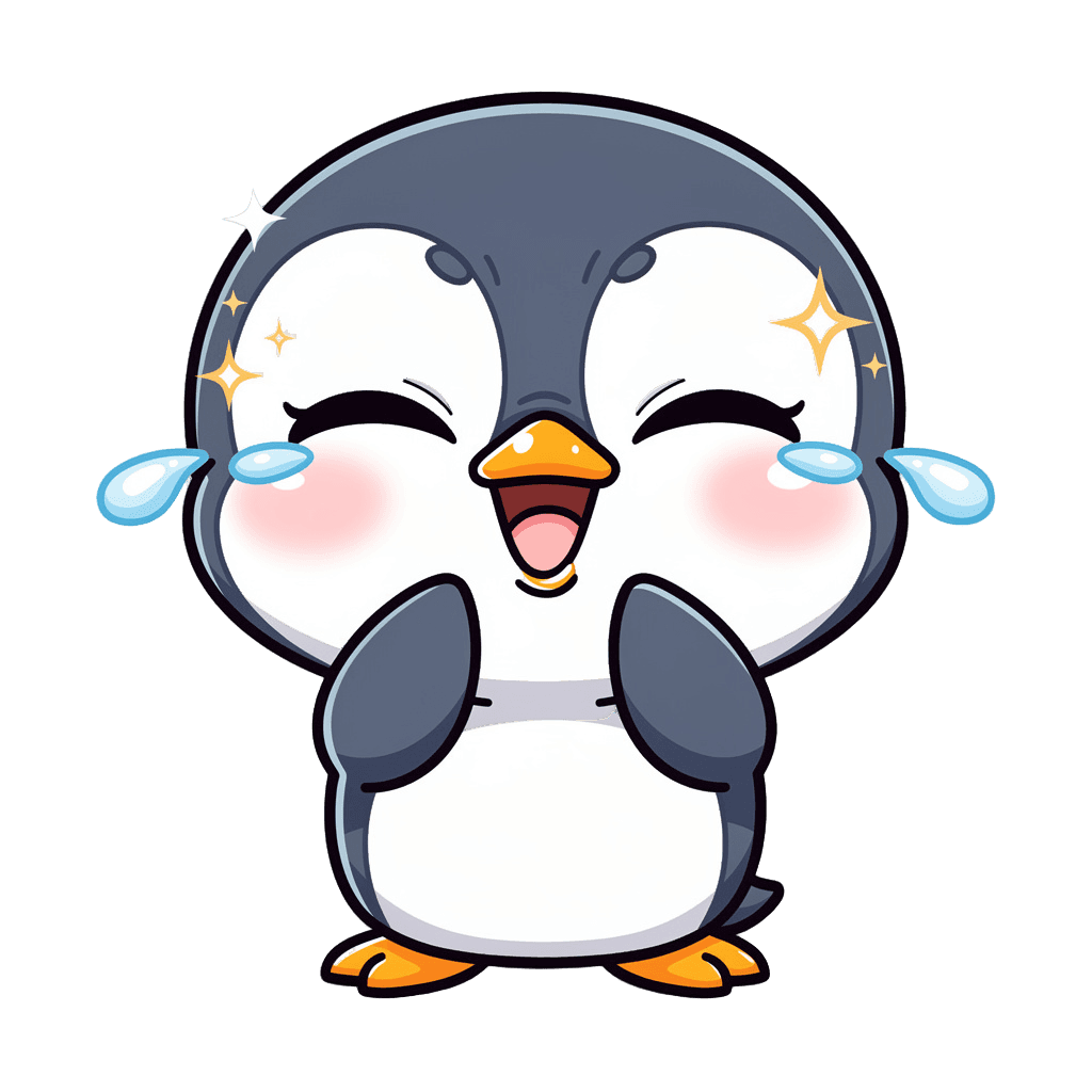Penguin — laughing Penguin Twitch emote — laughing, Chibi style
