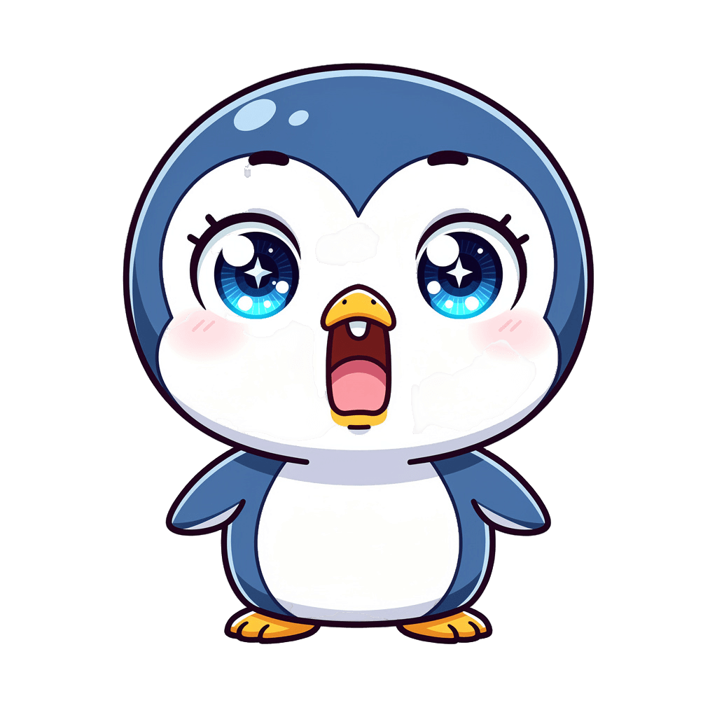 Penguin — surprised Penguin Twitch emote — surprised, Chibi style