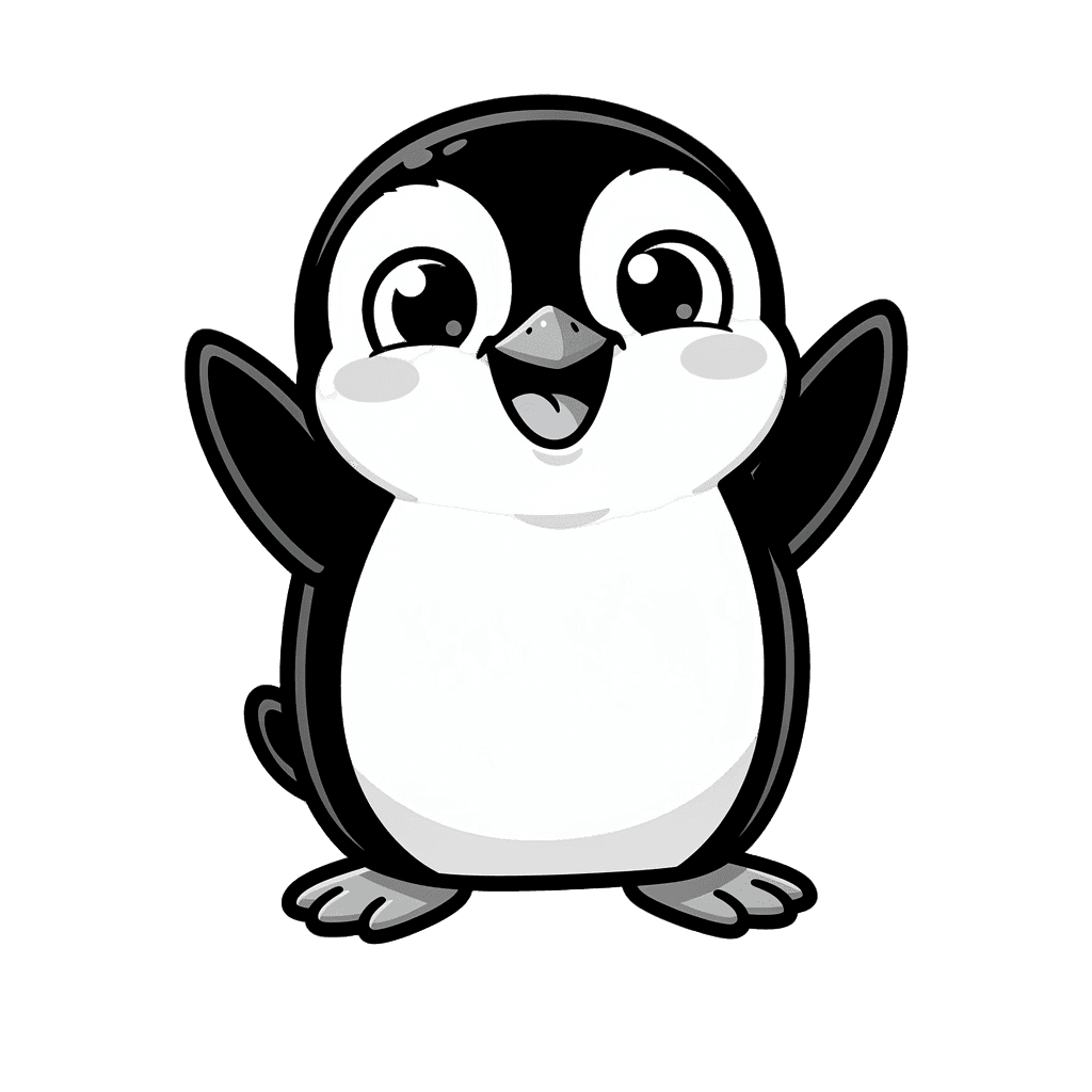 Penguin — happy Penguin Twitch emote — happy, Comic style