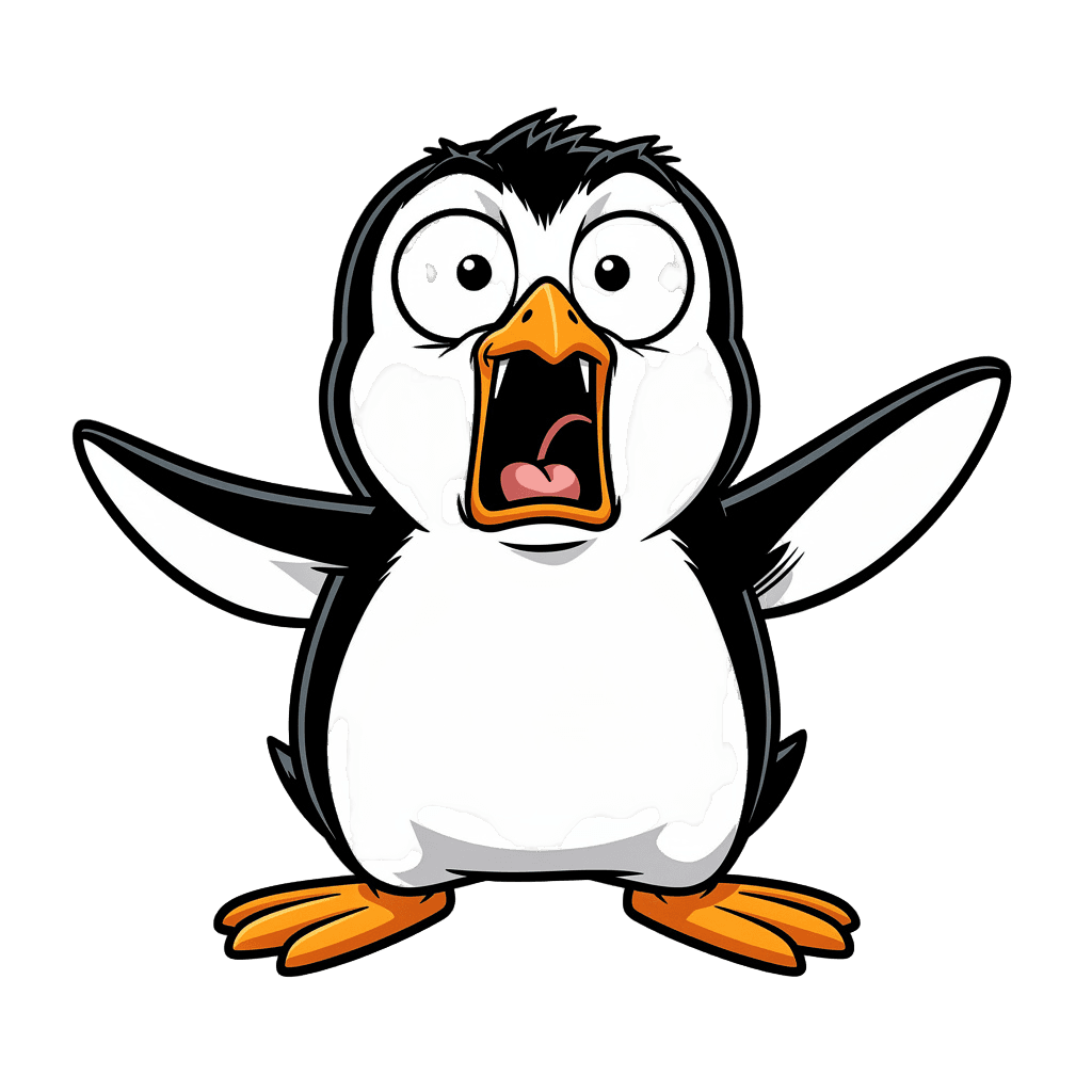 Penguin — surprised Penguin Twitch emote — surprised, Comic style