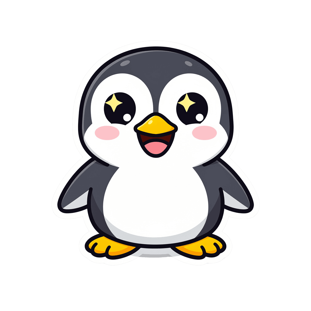 Penguin — happy Penguin Twitch emote — happy, Sticker style