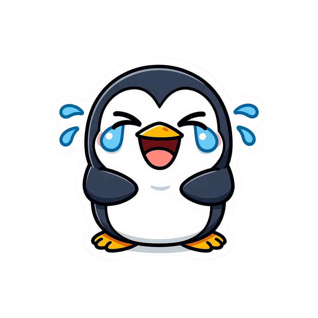Penguin — laughing Penguin Twitch emote — laughing, Sticker style