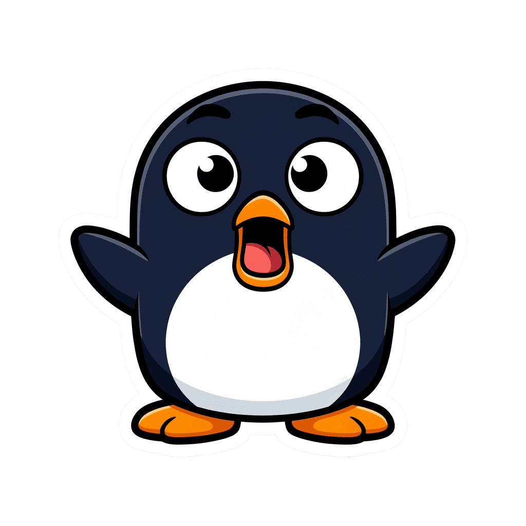 Penguin — surprised Penguin Twitch emote — surprised, Sticker style