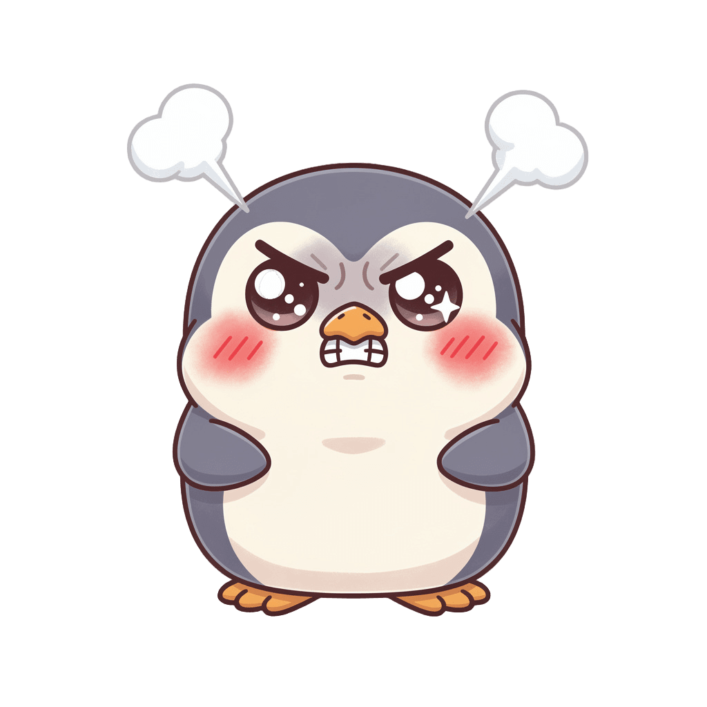 Penguin — angry Penguin Twitch emote — angry, Kawaii style