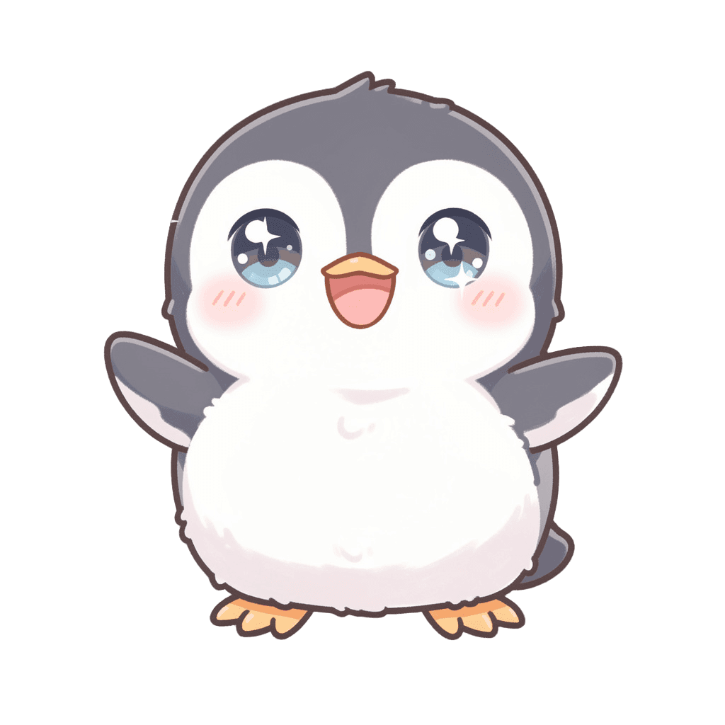 Penguin — happy Penguin Twitch emote — happy, Kawaii style