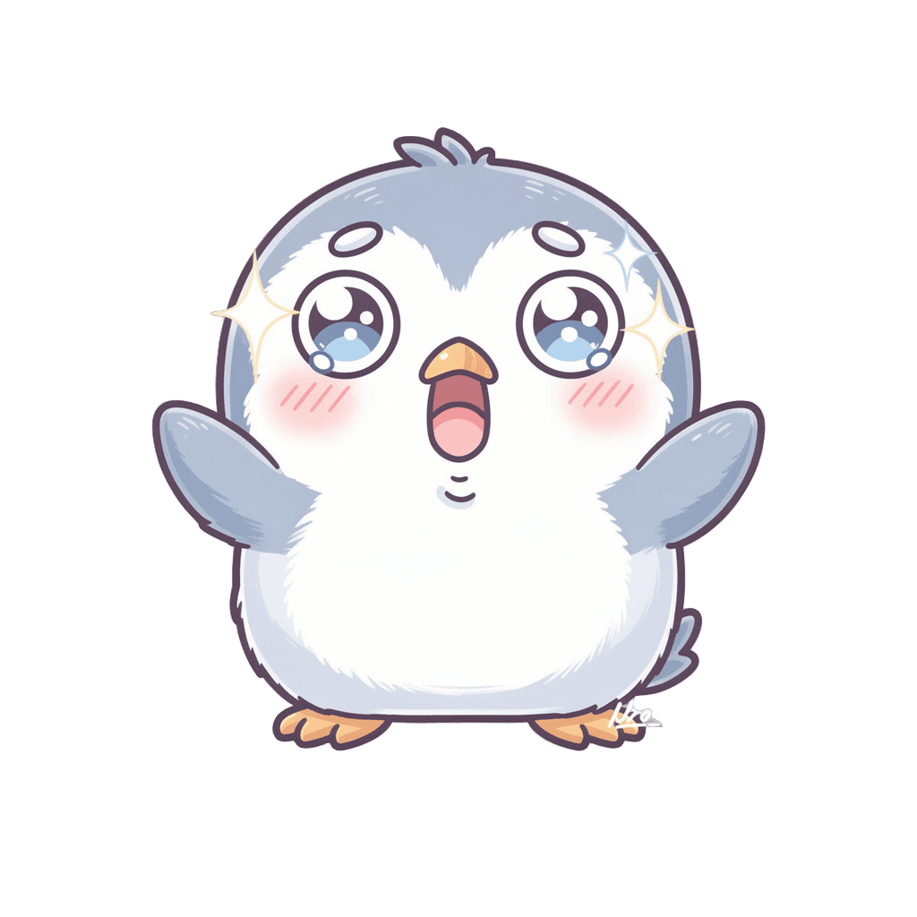 Penguin — surprised Penguin Twitch emote — surprised, Kawaii style