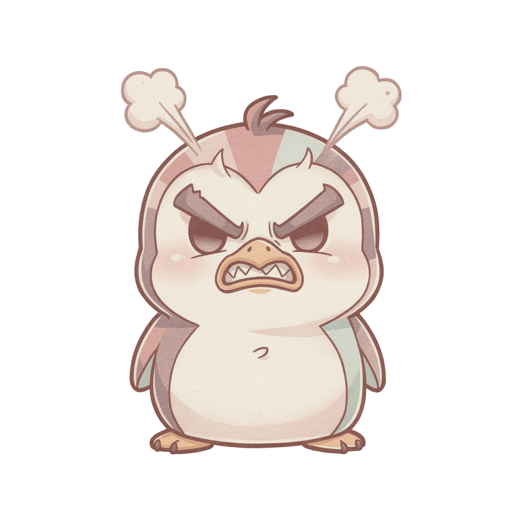 Penguin — angry Penguin Twitch emote — angry, Pastel style