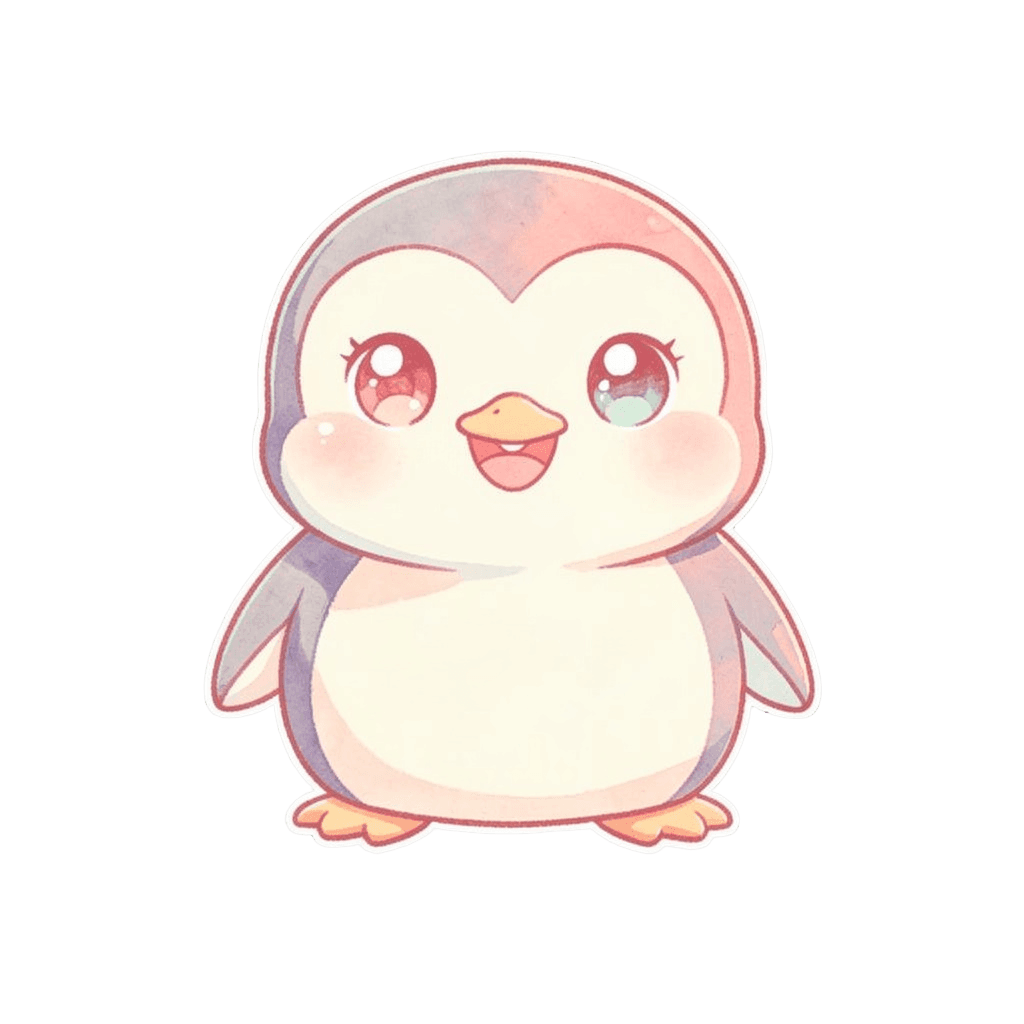 Penguin — happy Penguin Twitch emote — happy, Pastel style
