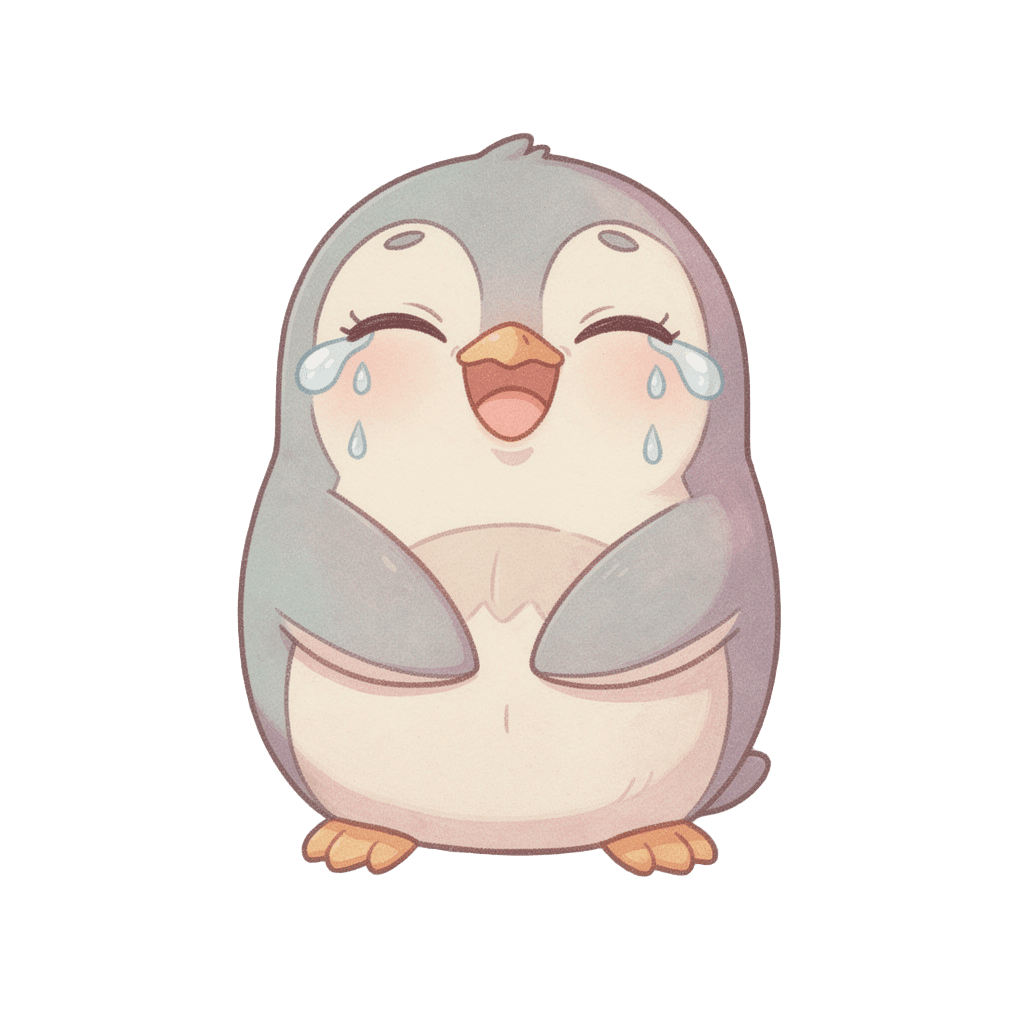 Penguin — laughing Penguin Twitch emote — laughing, Pastel style