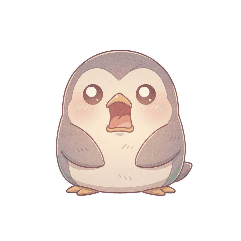 Penguin — surprised Penguin Twitch emote — surprised, Pastel style