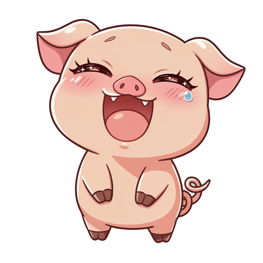 Pig — laughing Pig Twitch emote — laughing, Anime style