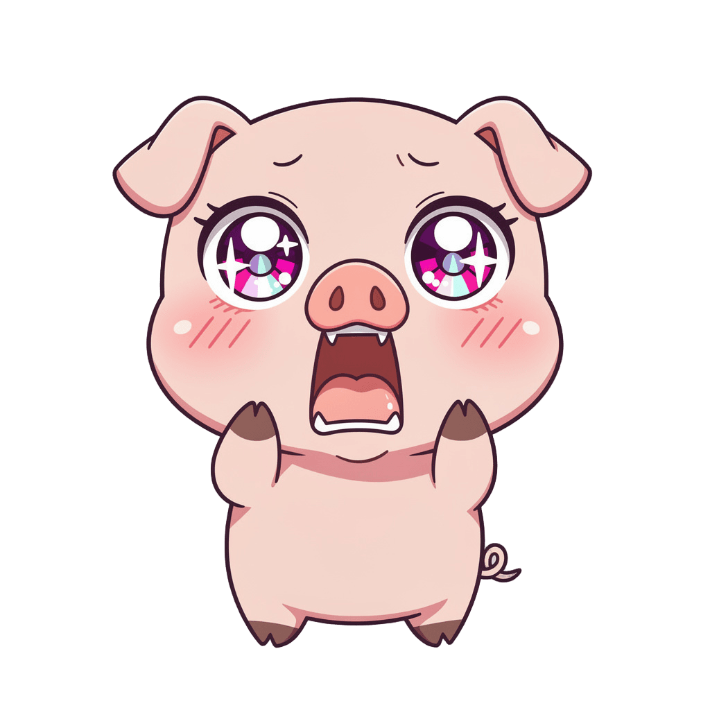 Pig — surprised Pig Twitch emote — surprised, Anime style