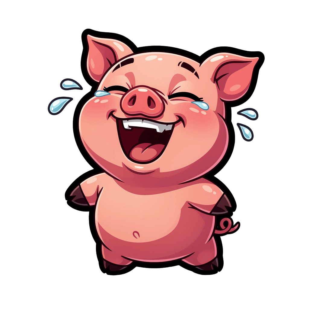 Pig — laughing Pig Twitch emote — laughing, Cartoon style