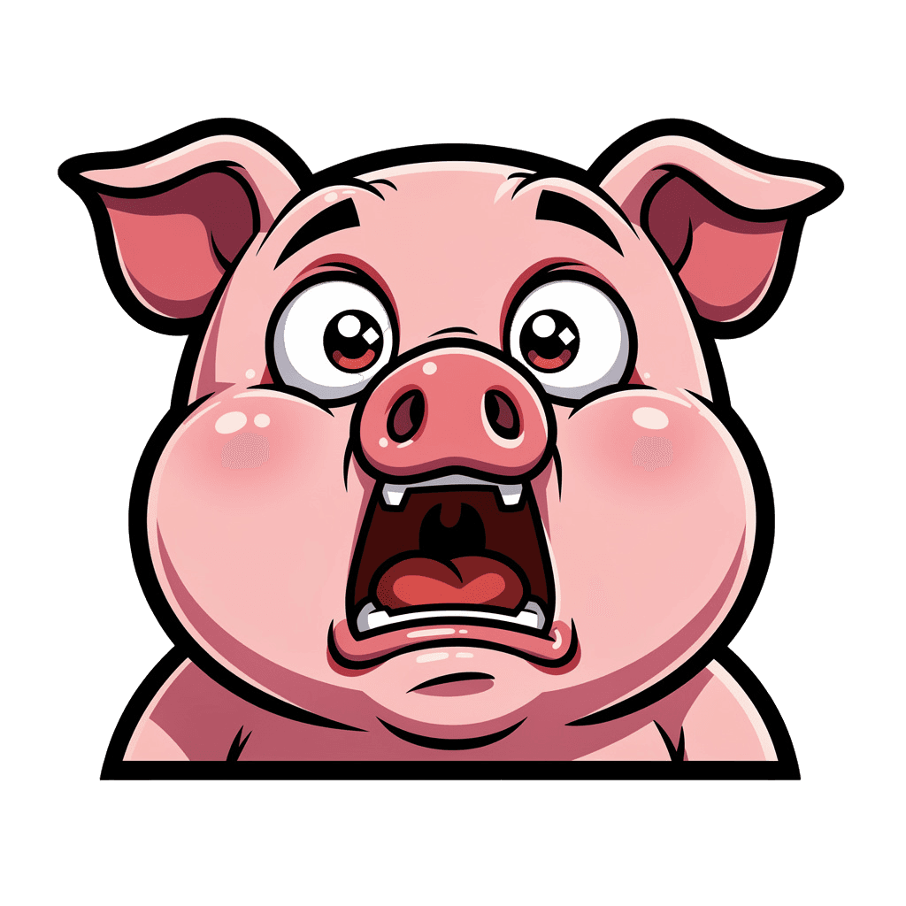 Pig — surprised Pig Twitch emote — surprised, Cartoon style