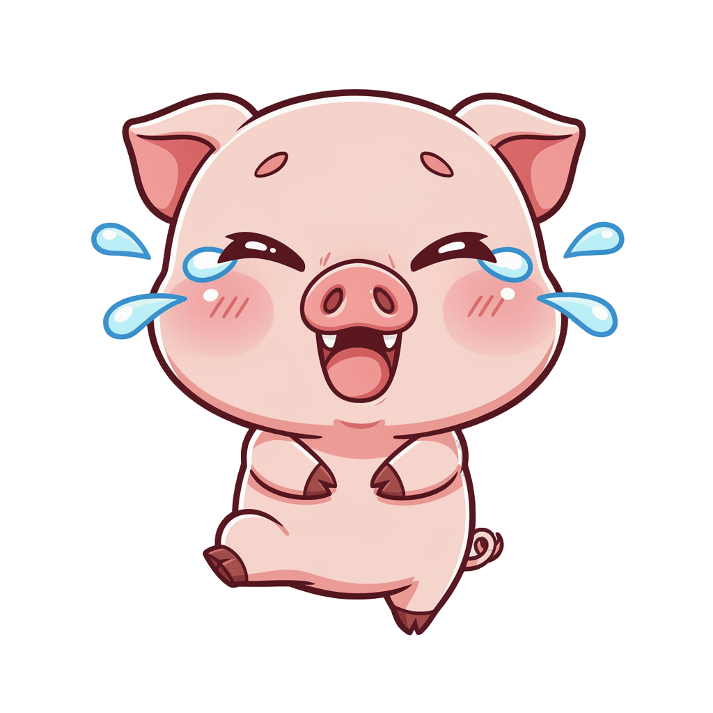 Pig — laughing Pig Twitch emote — laughing, Chibi style