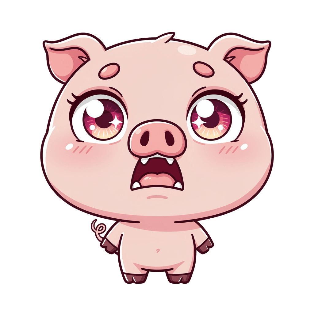 Pig — surprised Pig Twitch emote — surprised, Chibi style