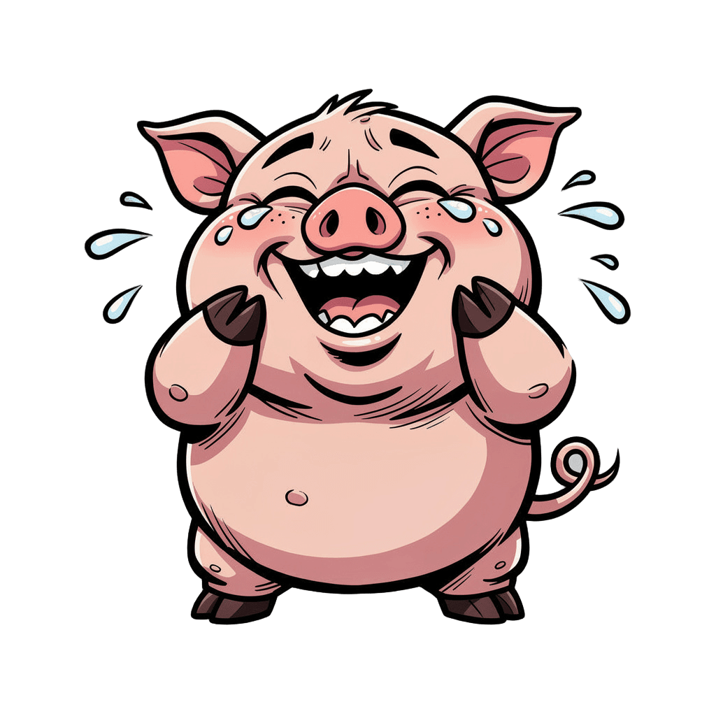 Pig — laughing Pig Twitch emote — laughing, Comic style