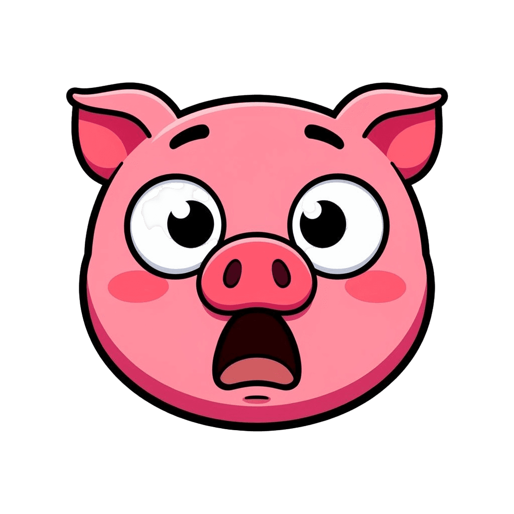 Pig — surprised Pig Twitch emote — surprised, Sticker style