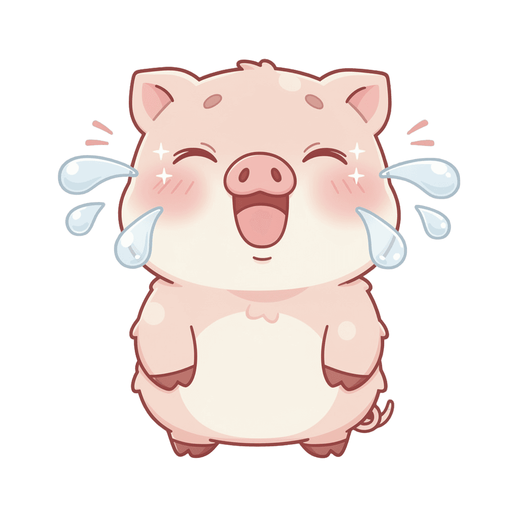 Pig — laughing Pig Twitch emote — laughing, Kawaii style