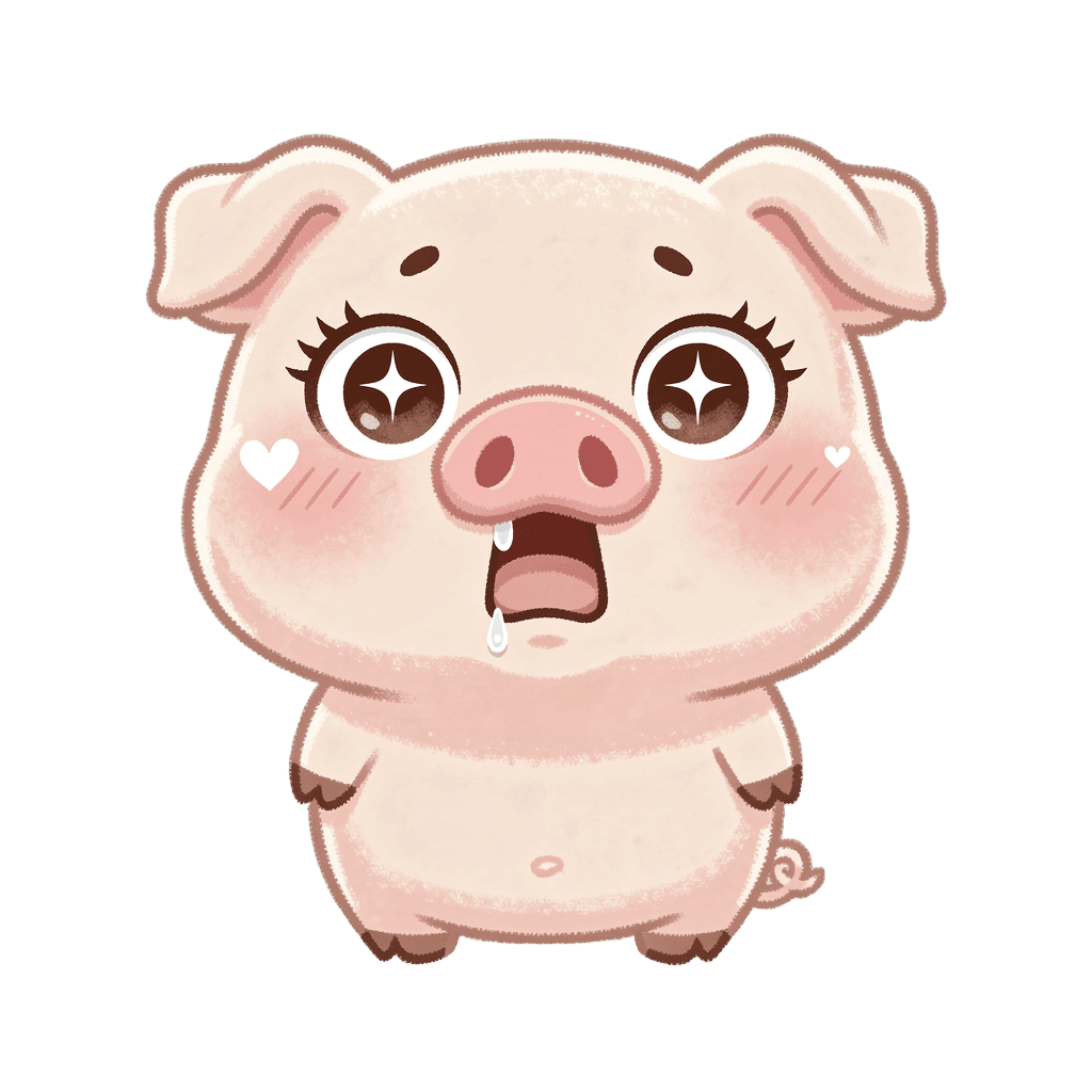 Pig — surprised Pig Twitch emote — surprised, Kawaii style