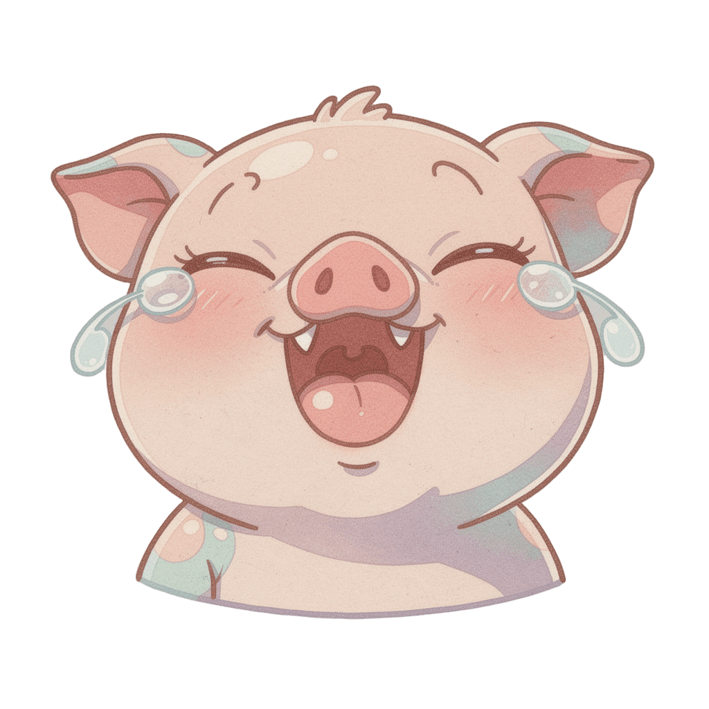 Pig — laughing Pig Twitch emote — laughing, Pastel style