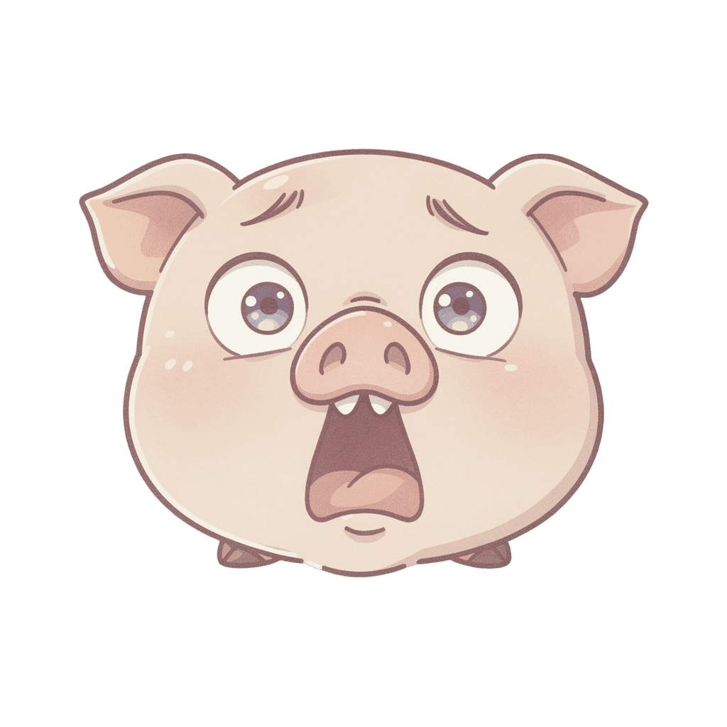 Pig — surprised Pig Twitch emote — surprised, Pastel style
