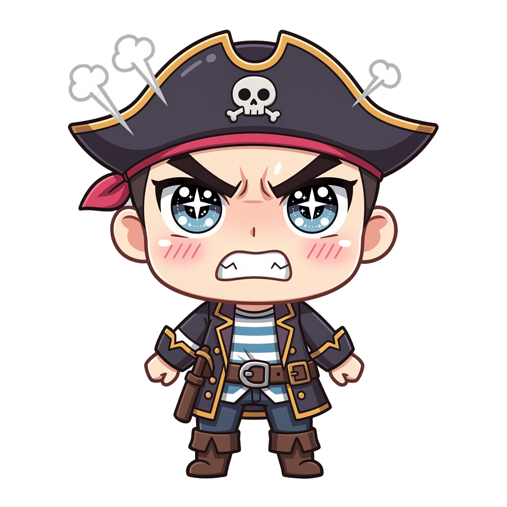 Pirate — angry Pirate Twitch emote — angry, Anime style