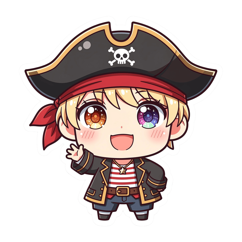 Pirate — happy Pirate Twitch emote — happy, Anime style