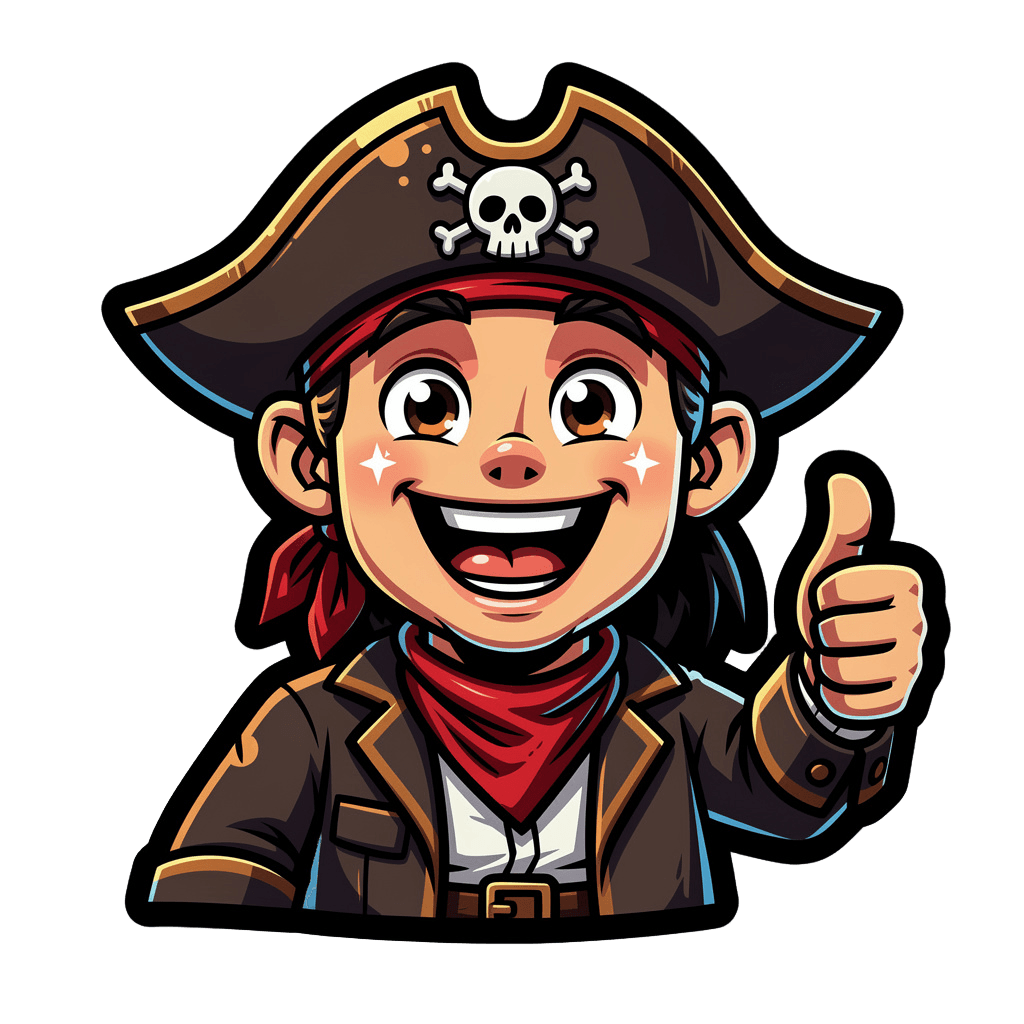 Pirate — happy Pirate Twitch emote — happy, Cartoon style