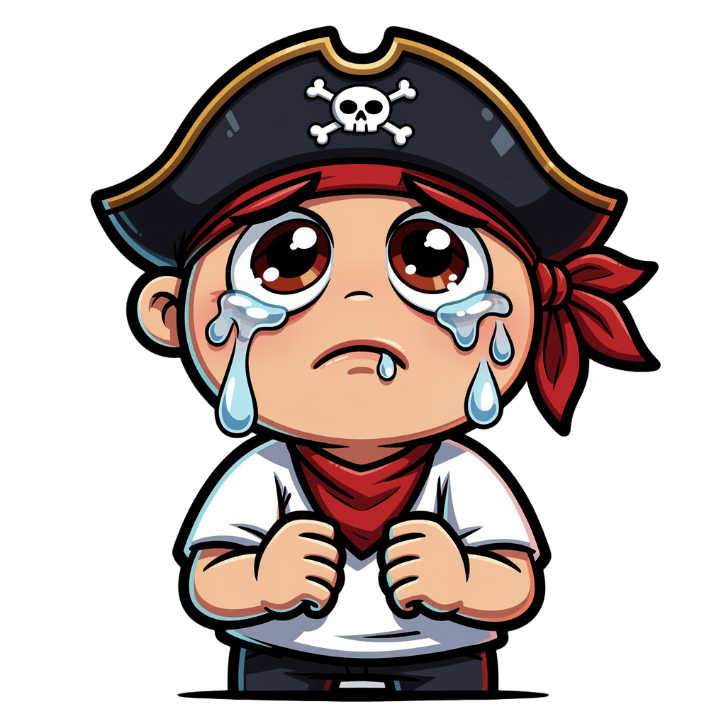 Pirate — sad Pirate Twitch emote — sad, Cartoon style