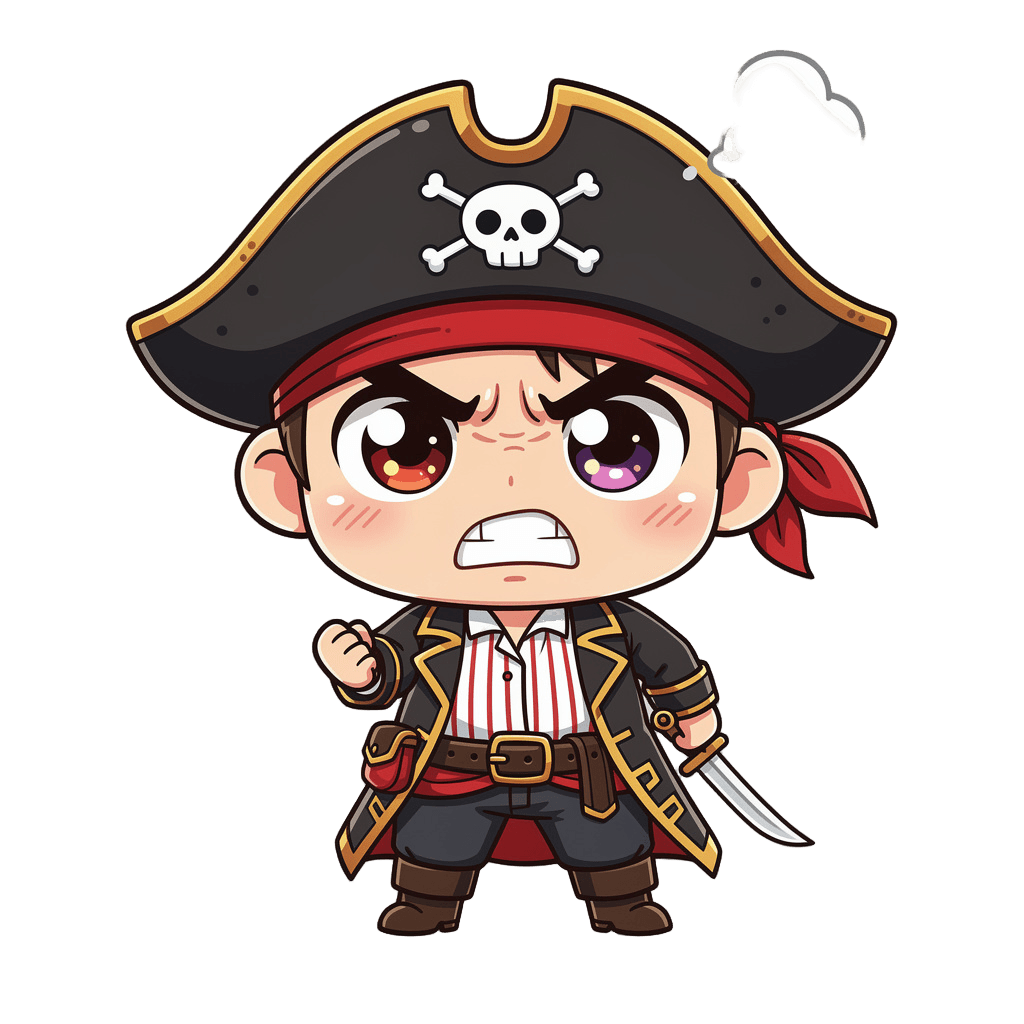 Pirate — angry Pirate Twitch emote — angry, Chibi style
