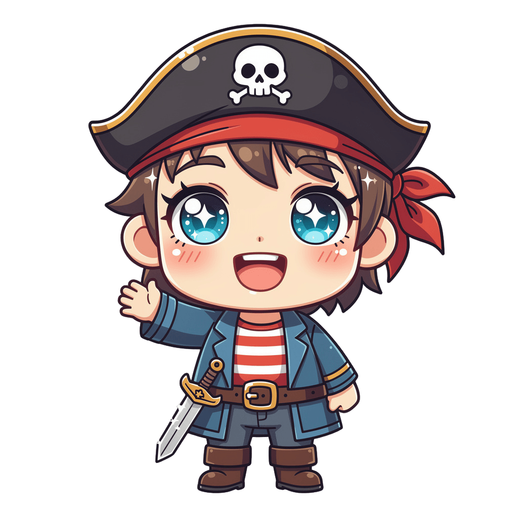 Pirate — happy Pirate Twitch emote — happy, Chibi style