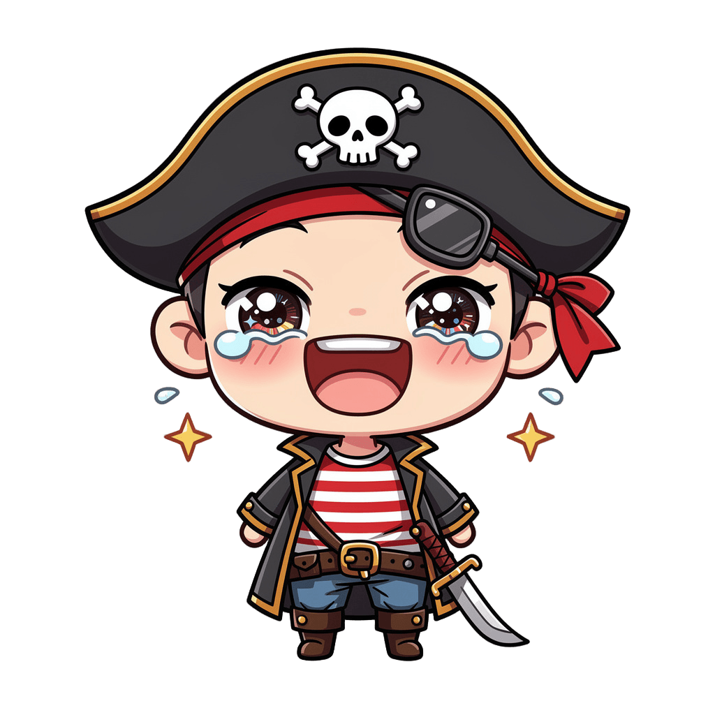 Pirate — laughing Pirate Twitch emote — laughing, Chibi style