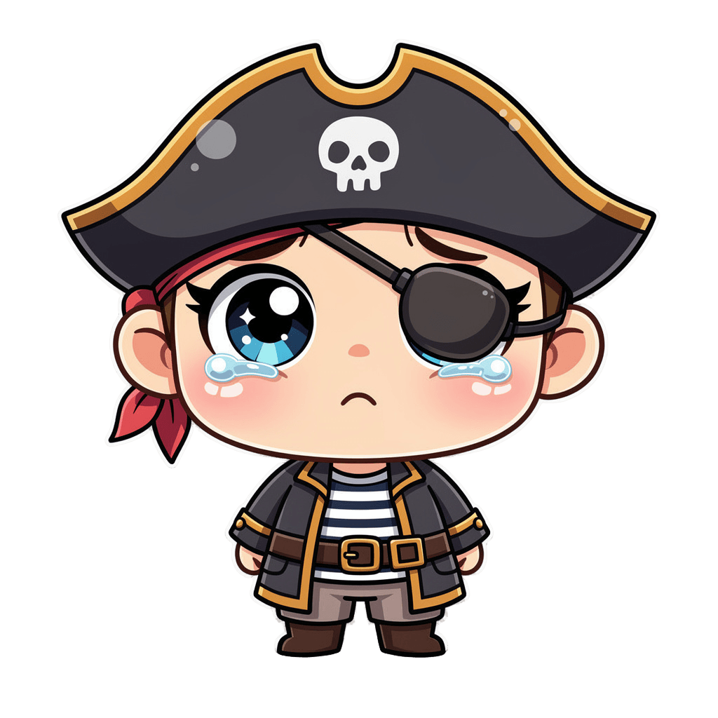 Pirate — sad Pirate Twitch emote — sad, Chibi style